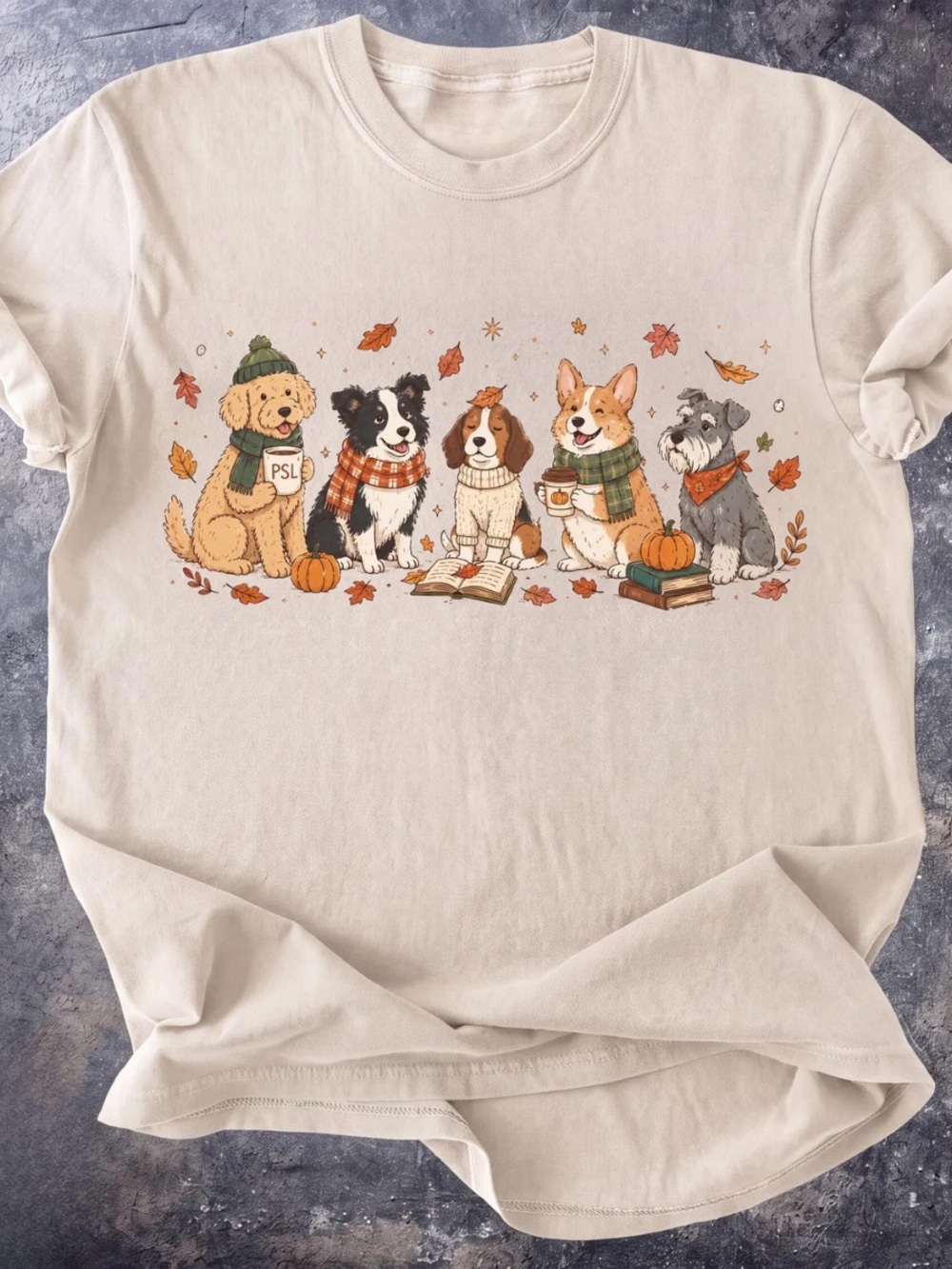 Comfort Colors Ivory Autumn Dogs Graphic Tee